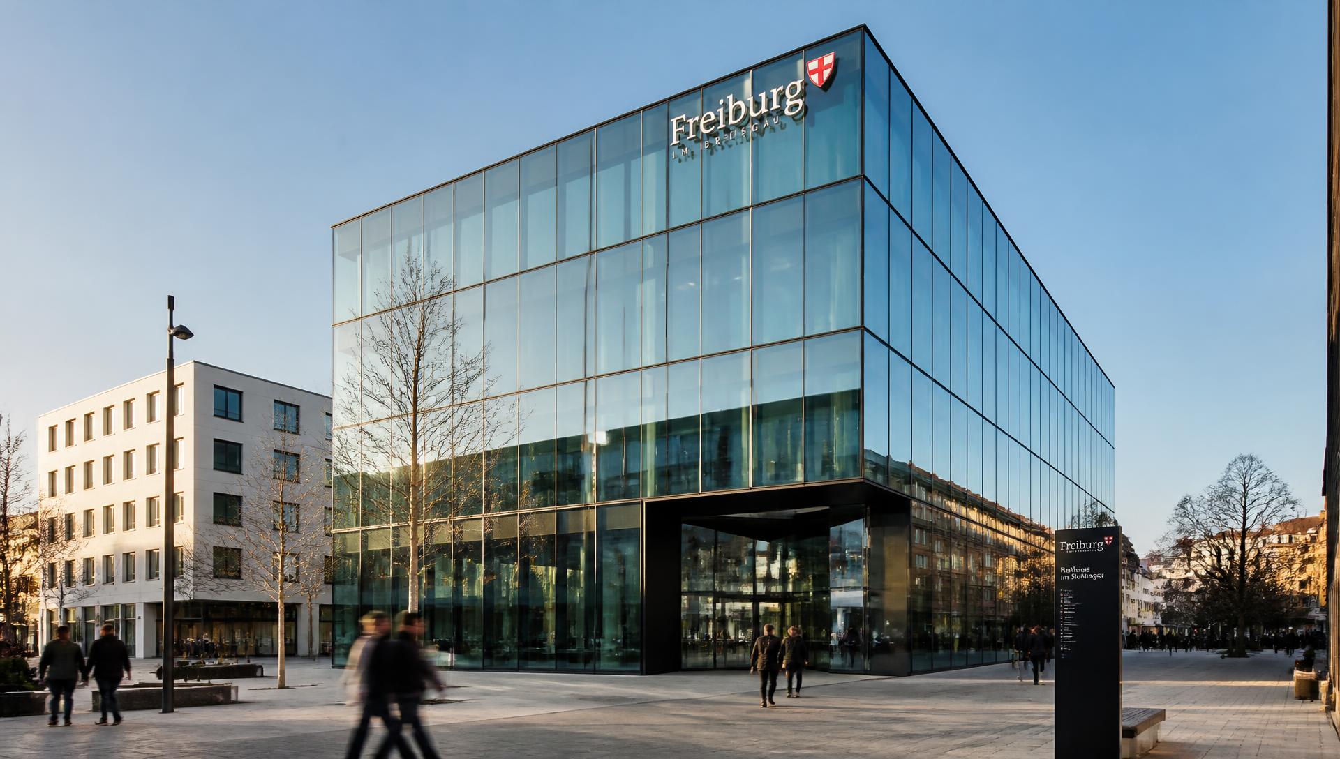 Modernes Verwaltungsgebäude am Stadtplatz in Freiburg
